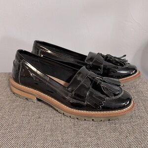 Topshop Glossy Black Loafers with Tassels